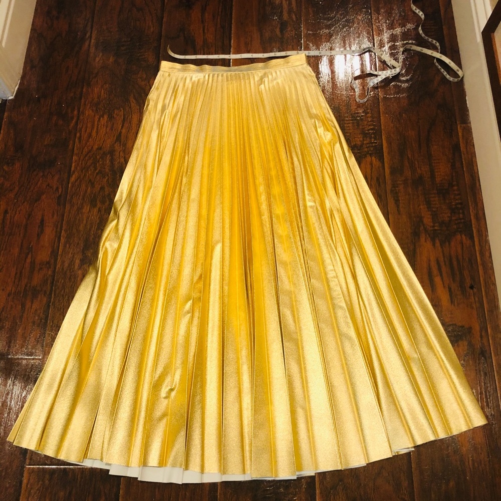 TopShop Metallic Gold Pleated Skirt